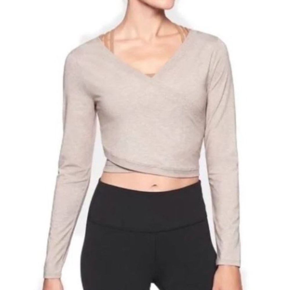 Women's Tan/Beige Transcend Long Sleeve Wrap Top - Size XS